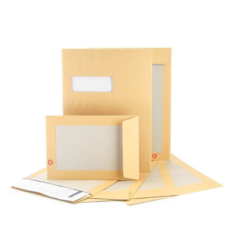 Envase de envío de tamaño personalizado con protección de espalda de papel kraft marrón y cartón gris