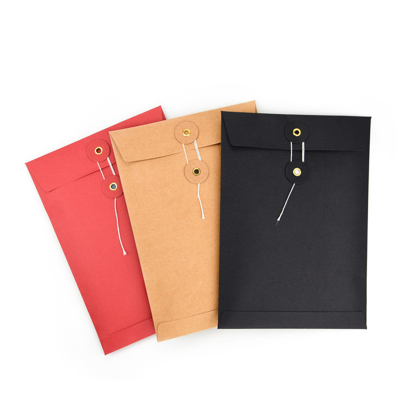 Envases de cierre de cuerda Kraft y lavadora de tamaño personalizado para correspondencia confidencial